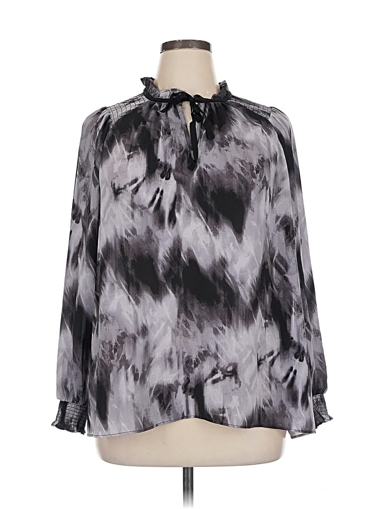 Pre-owned Simply Vera Vera Wang Long Sleeve Blouse In Gray