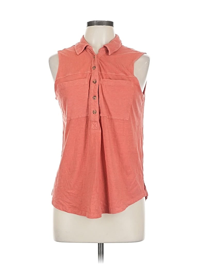 Pre-owned Sonoma Goods For Life Sleeveless Button Down Shirt In Orange