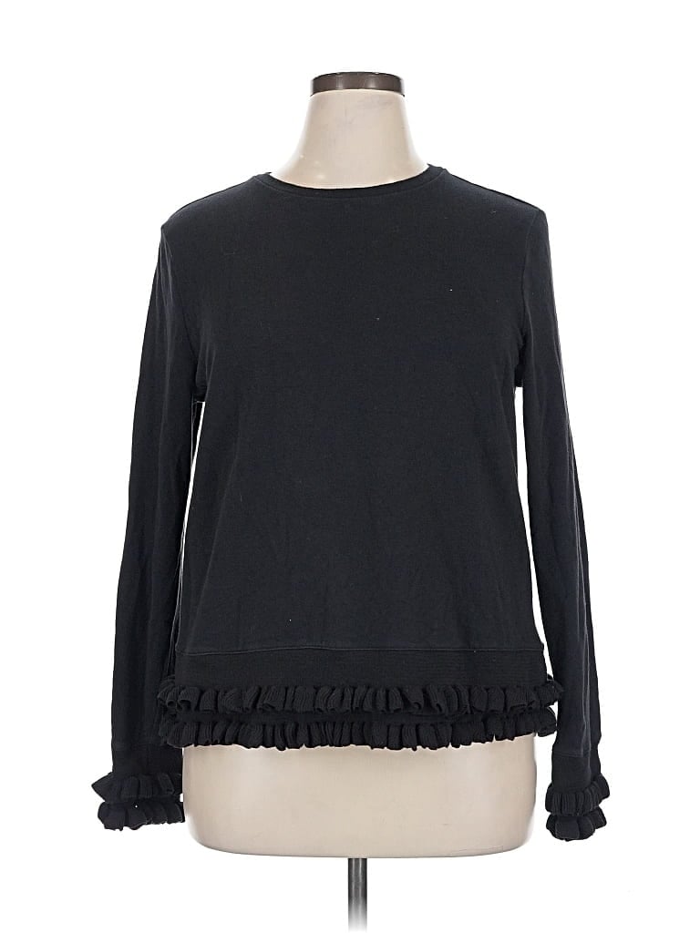 Pre-owned Crown & Ivy Long Sleeve Top Black Crew Neck Tops