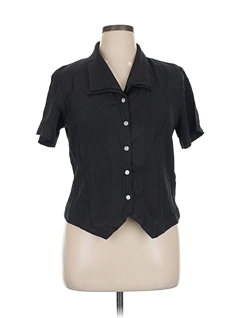 Pre-owned Dressbarn Short Sleeve Blouse In Black