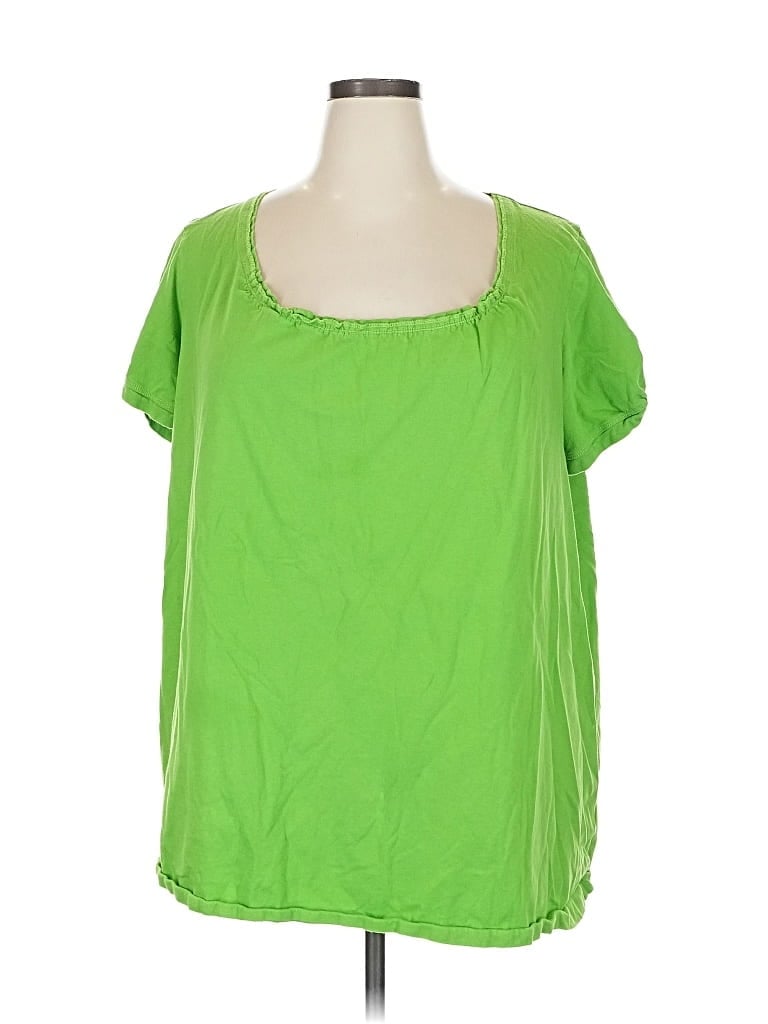 WOMAN WITHIN Pre-owned Short Sleeve Blouse In Green
