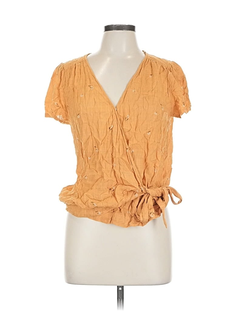 Pre-owned Universal Thread Short Sleeve Blouse In Orange