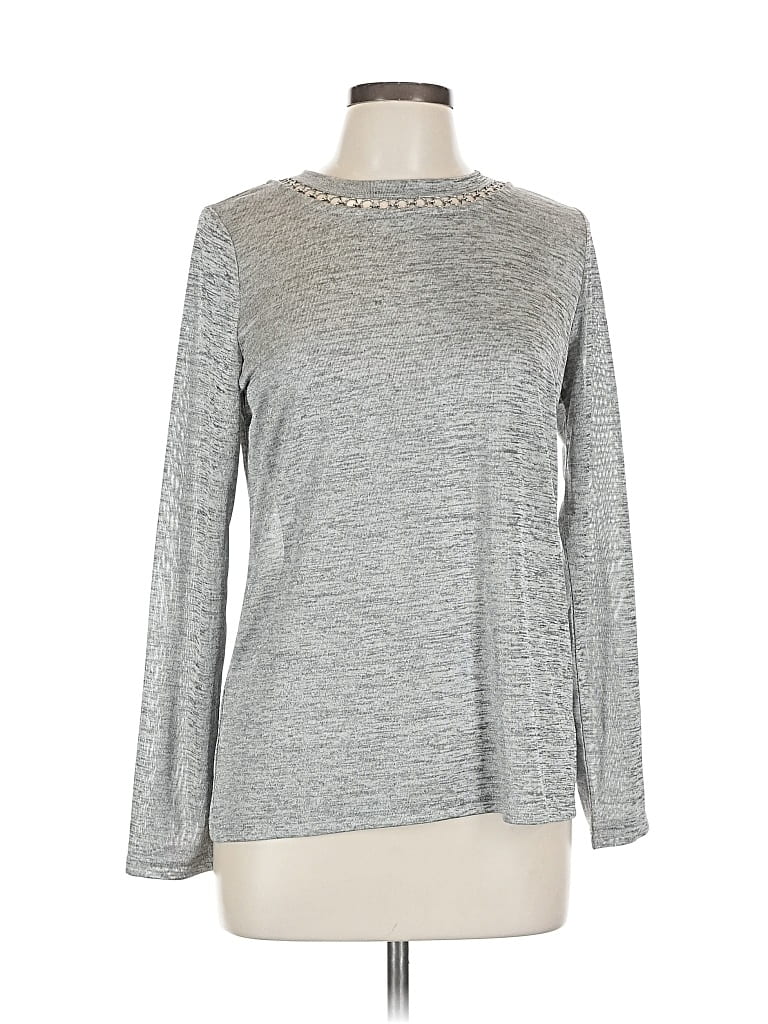Pre-owned Michael Michael Kors Long Sleeve Top Gray Crew Neck Tops