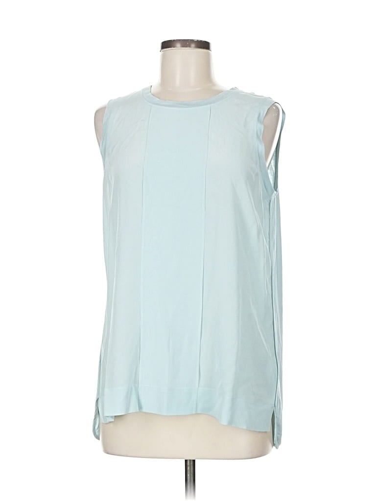 Pre-owned E3 By Etcetera Sleeveless Silk Top Blue Boatneck Tops