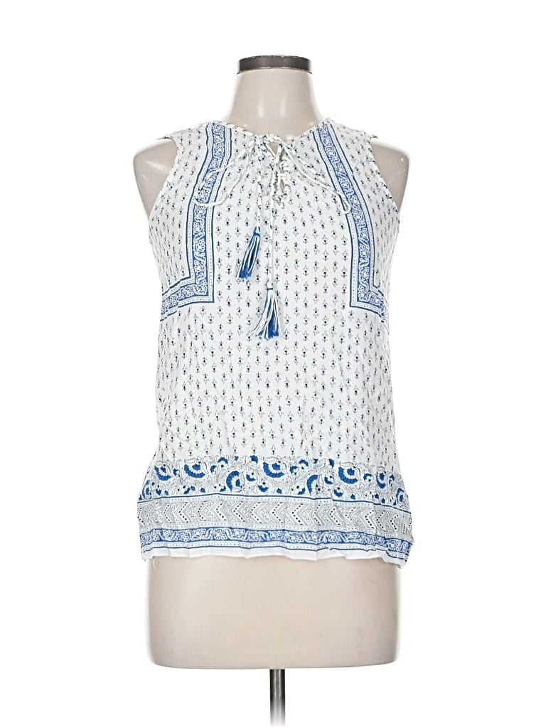 Pre-owned Max Studio Sleeveless Blouse In White