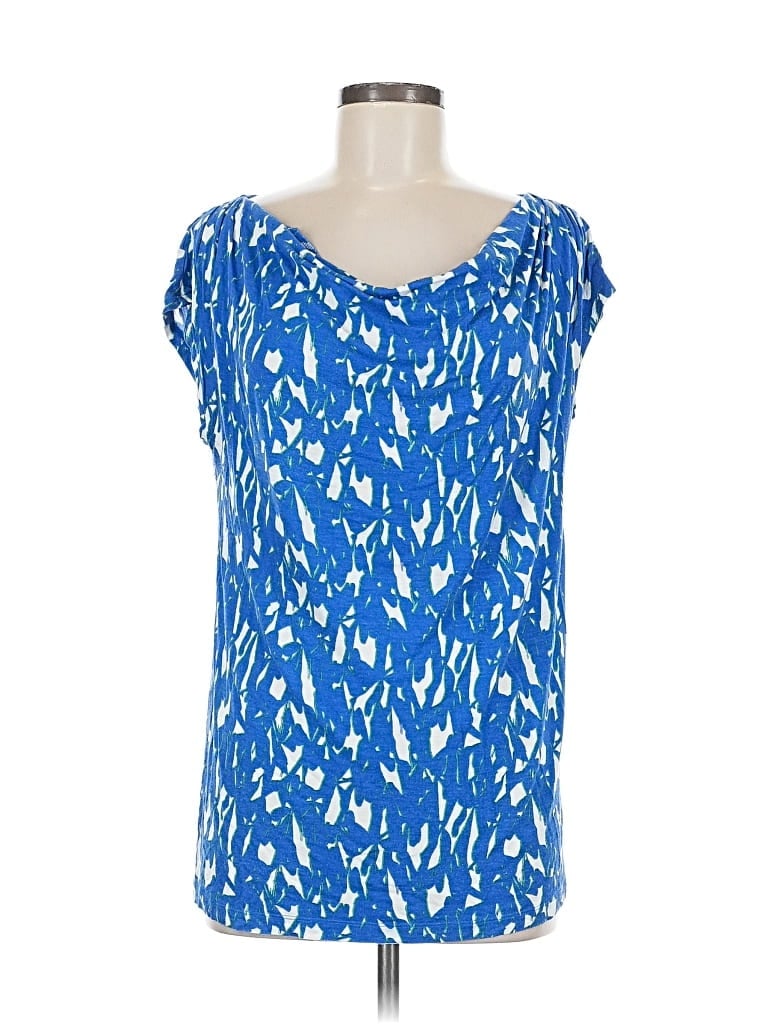 Pre-owned Ann Taylor Loft Outlet Short Sleeve Blouse In Blue