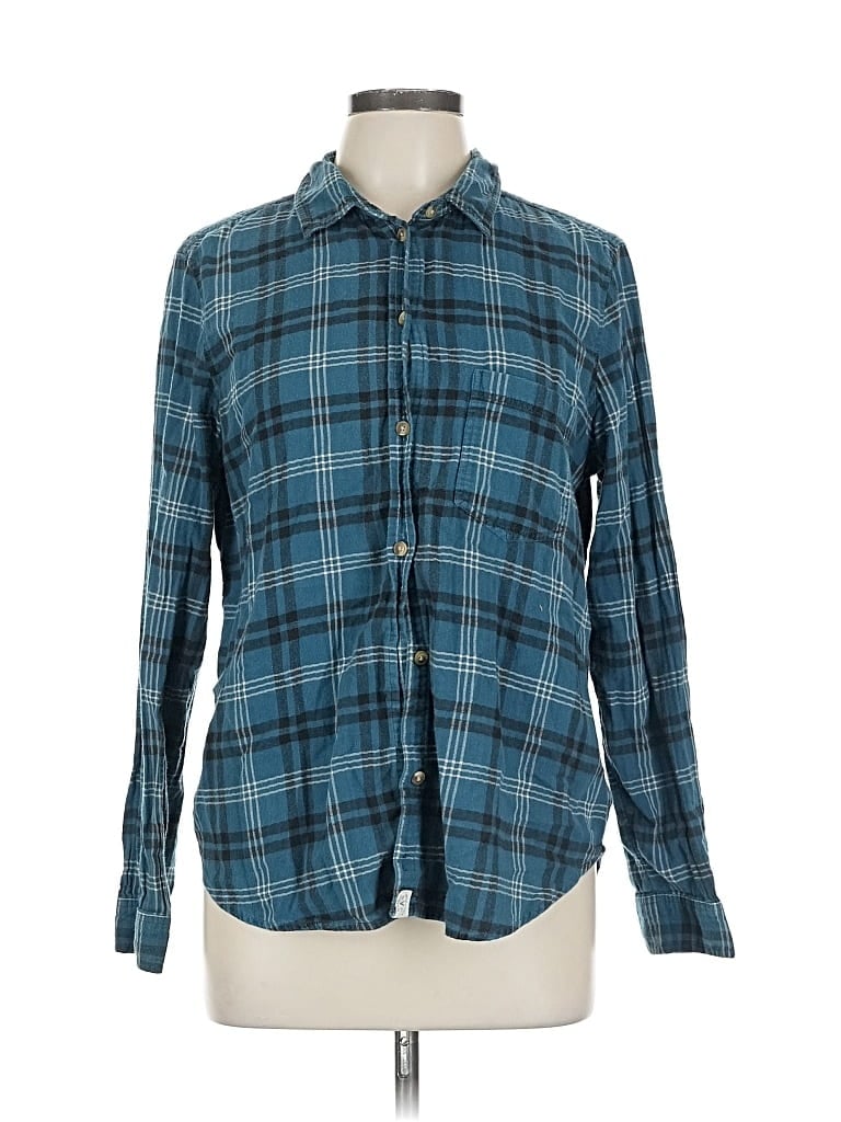 Pre-owned American Eagle Outfitters Long Sleeve Button Down Shirt In Blue