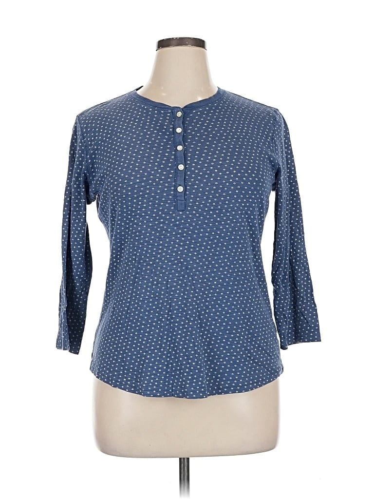 Pre-owned Chaps 3/4 Sleeve Henley Shirt In Blue