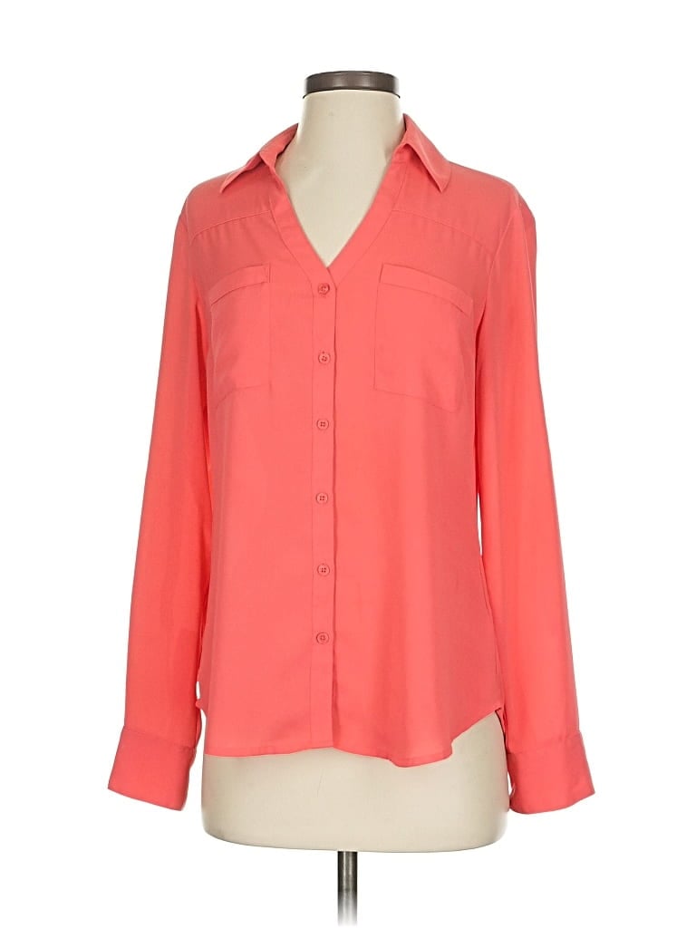 Pre-owned Express Long Sleeve Blouse In Orange
