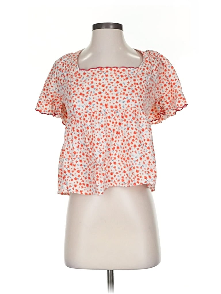 Pre-owned Old Navy Short Sleeve Blouse In Orange