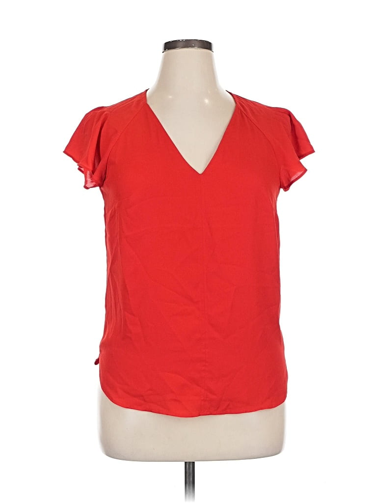 H&M Pre-owned Short Sleeve Top Red V Neck Tops