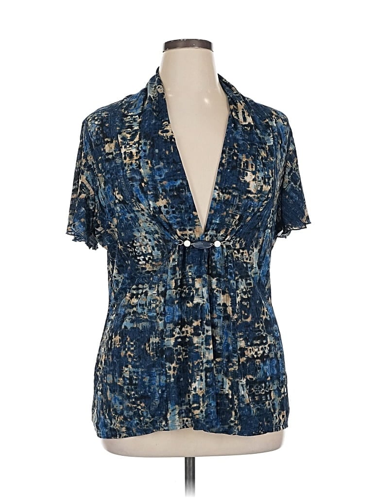 Click to view more detailed imagery on our partner's website Pre-owned Notations Short Sleeve Blouse In Blue