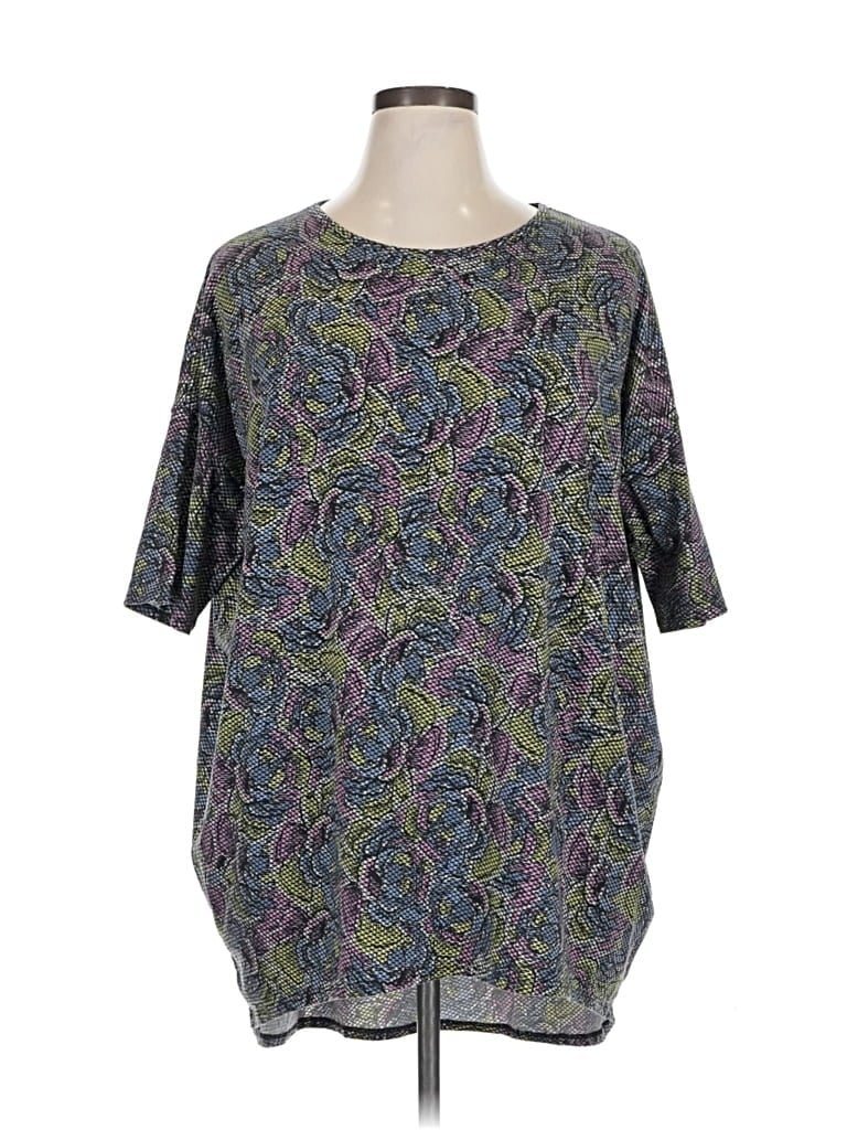 Pre-owned Lularoe Short Sleeve Top Gray Boatneck Tops