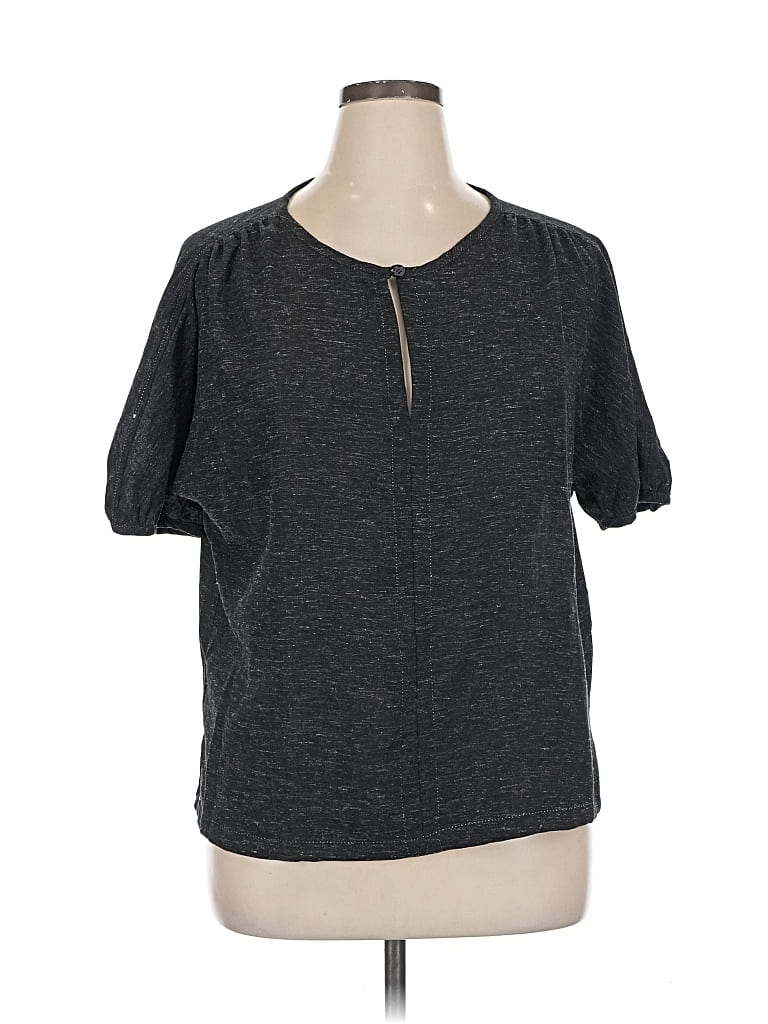 Pre-owned Max Studio Short Sleeve Top Gray Keyhole Neckline Tops