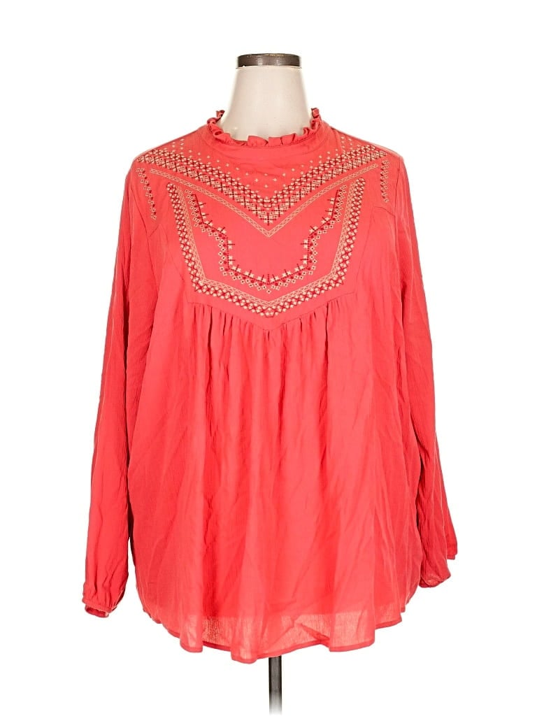 Pre-owned Torrid Long Sleeve Blouse In Red