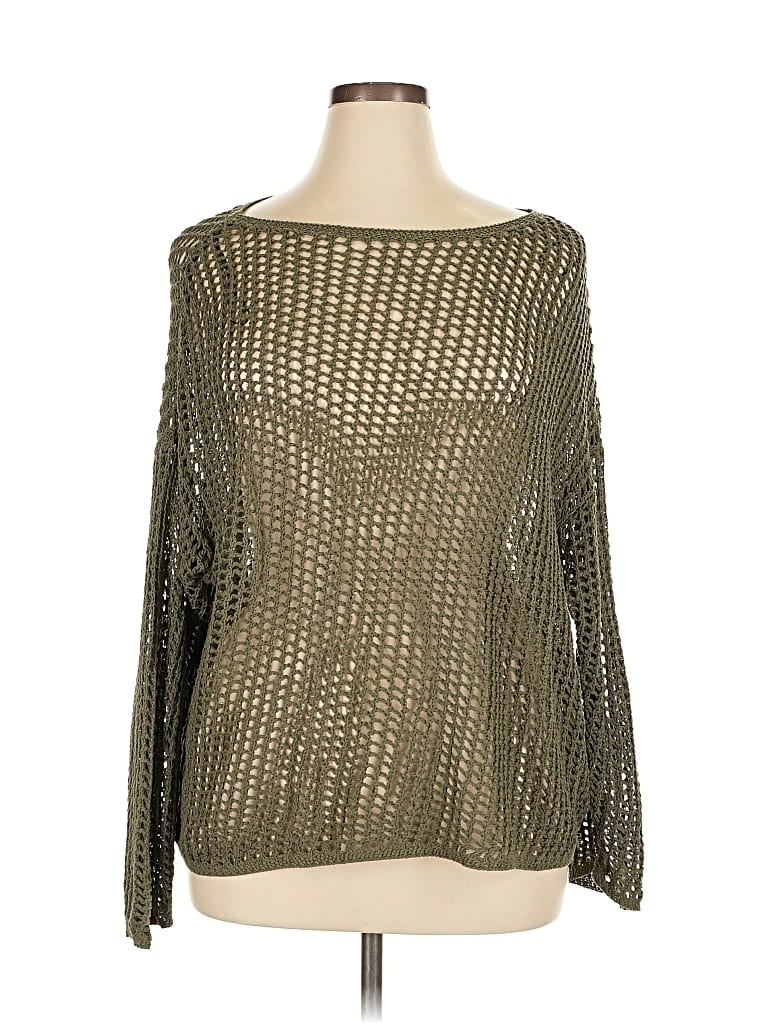 Pre-owned Max Studio Long Sleeve Top Green Square Neckline Tops