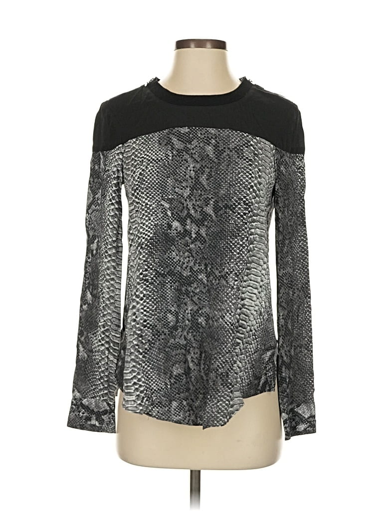 Pre-owned Rebecca Taylor Long Sleeve Blouse In Silver