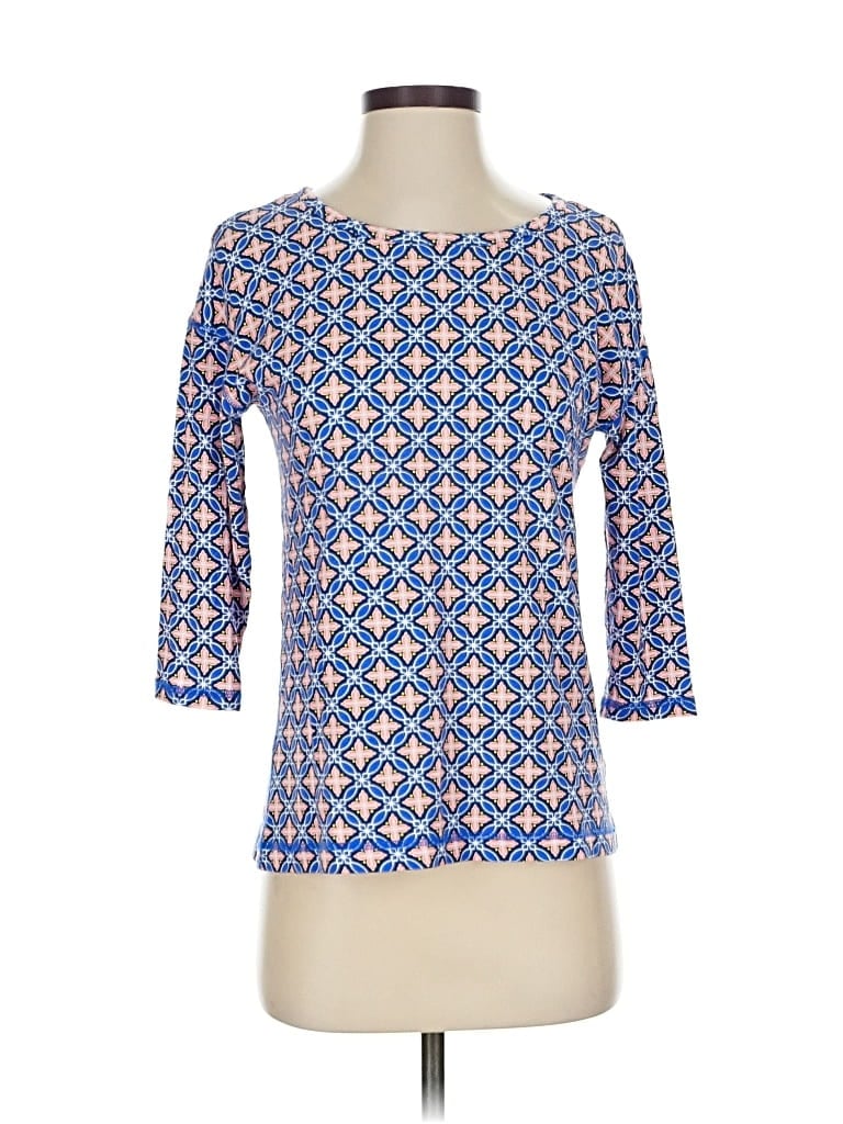 Pre-owned T By Talbots 3/4 Sleeve Top Blue Square Neckline Tops
