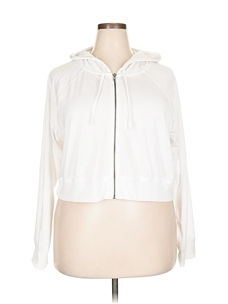 Pre-owned Torrid Zip Up Hoodie In White