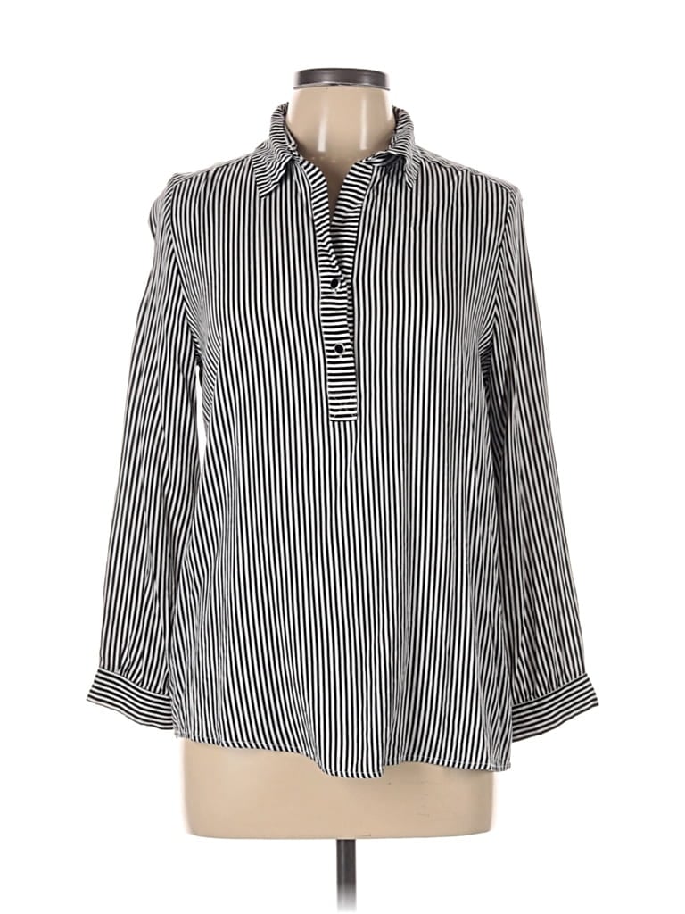 Pre-owned Lena Gabrielle Long Sleeve Blouse In Gray
