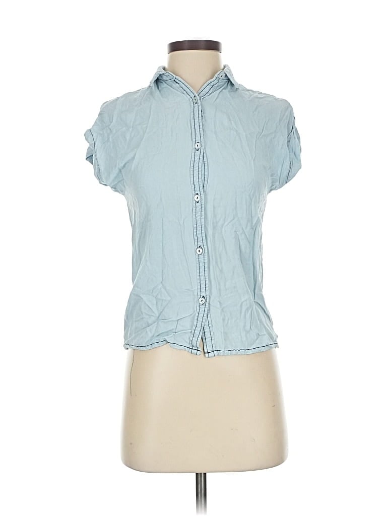 Pre-owned Divided By H&m Short Sleeve Blouse In Blue