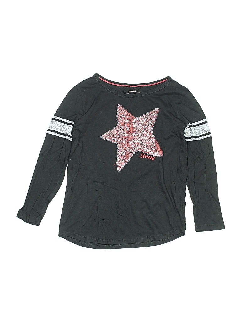 Pre-owned Crewcuts Kids' Long Sleeve Top Gray Stars Pattern Crew Neck Tops
