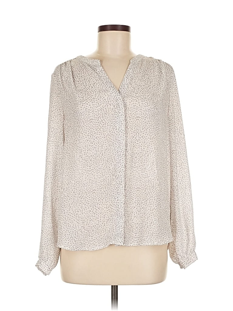 Pre-owned Adrienne Vittadini Long Sleeve Blouse In White