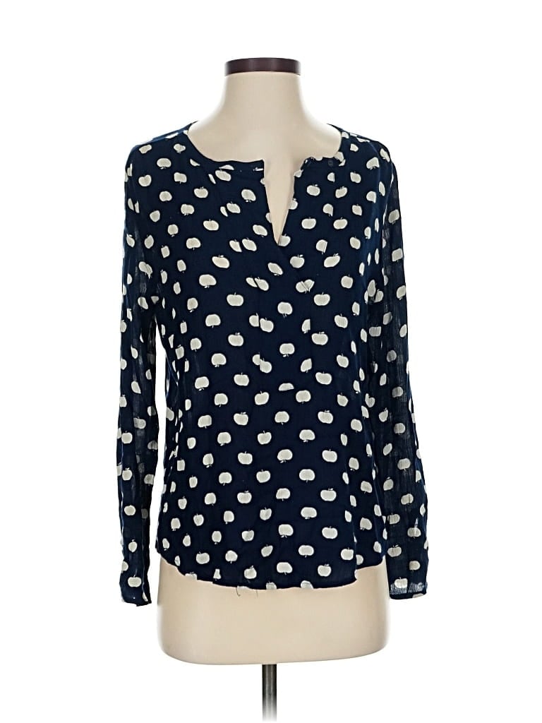 Pre-owned Hinge Long Sleeve Blouse In Blue
