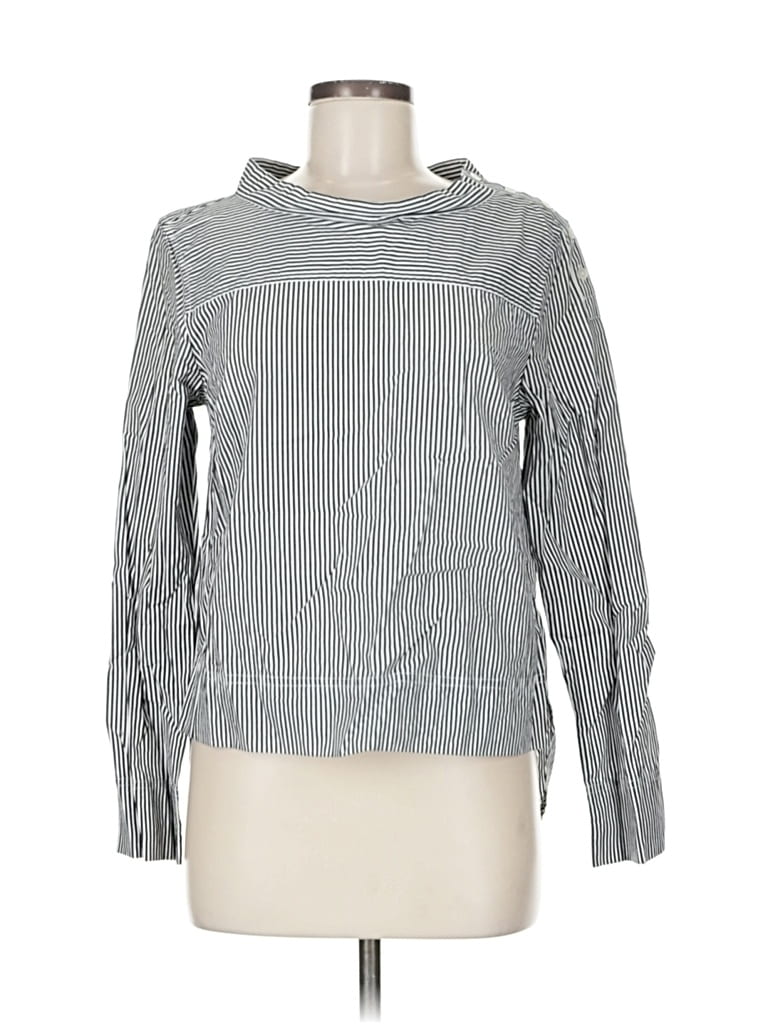 Pre-owned J.crew Factory Store Long Sleeve Blouse In Gray