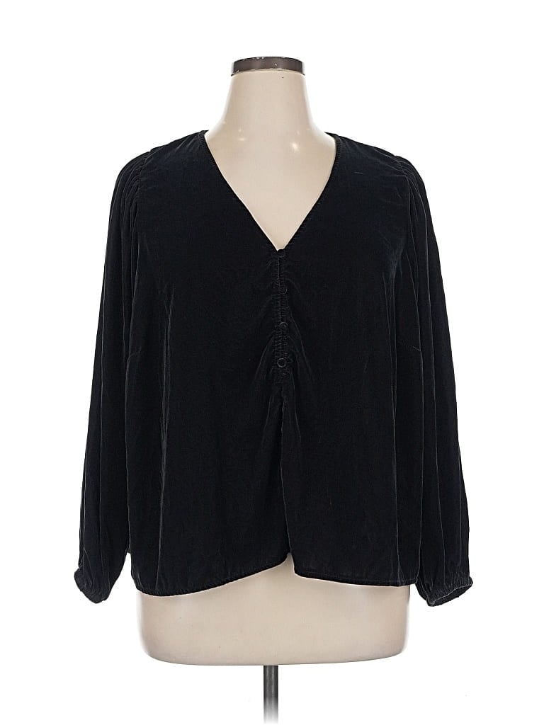 Pre-owned Gap Long Sleeve Blouse In Black