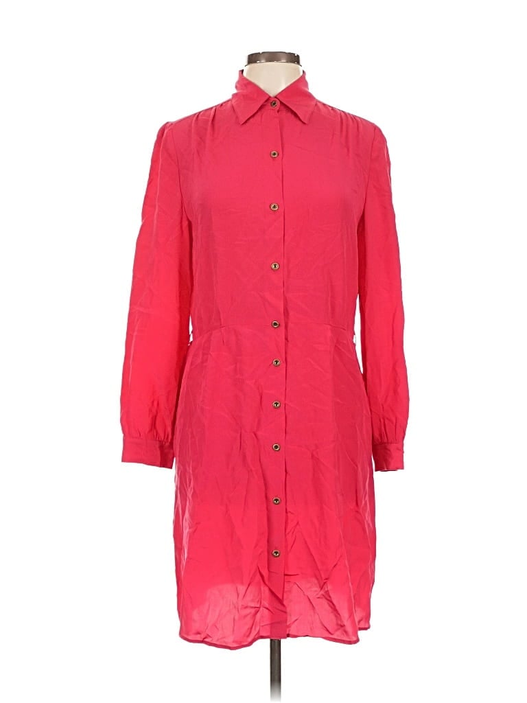 LUNA Pre-owned 3/4 Sleeve Silk Top Red Mock Neckline Tops