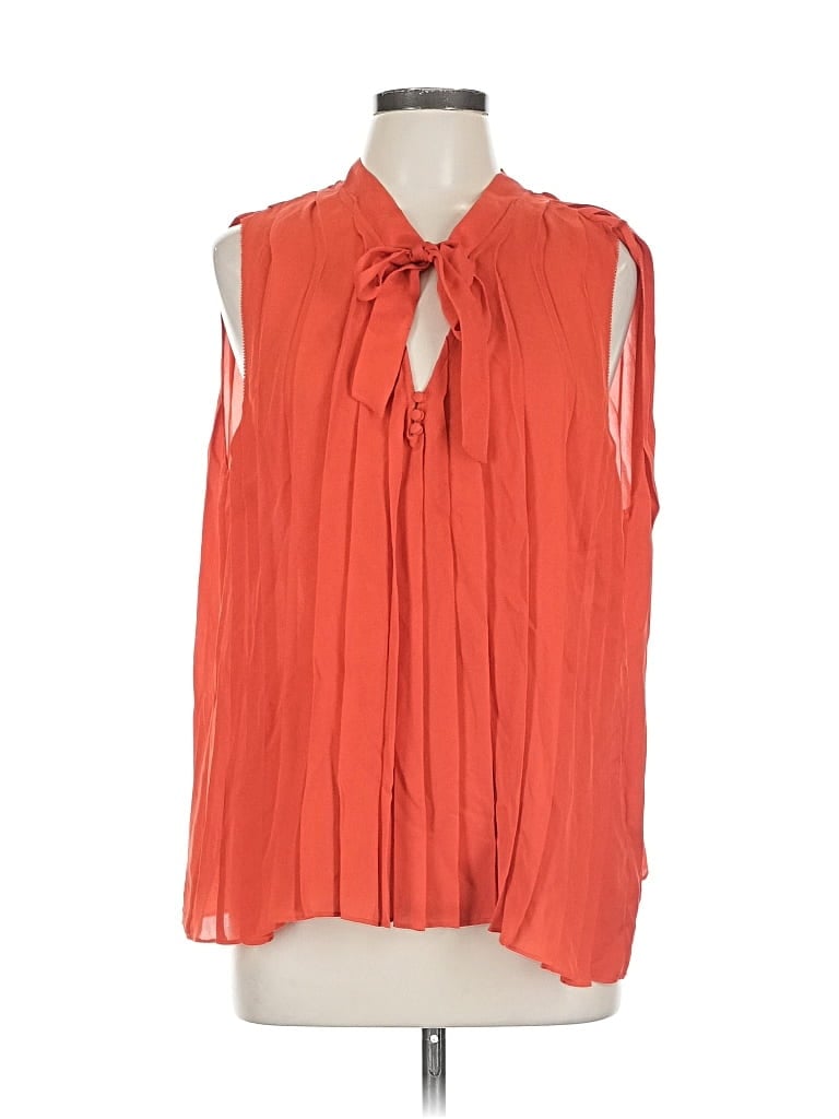 Pre-owned Joie Sleeveless Silk Top Orange Tie Neck Tops