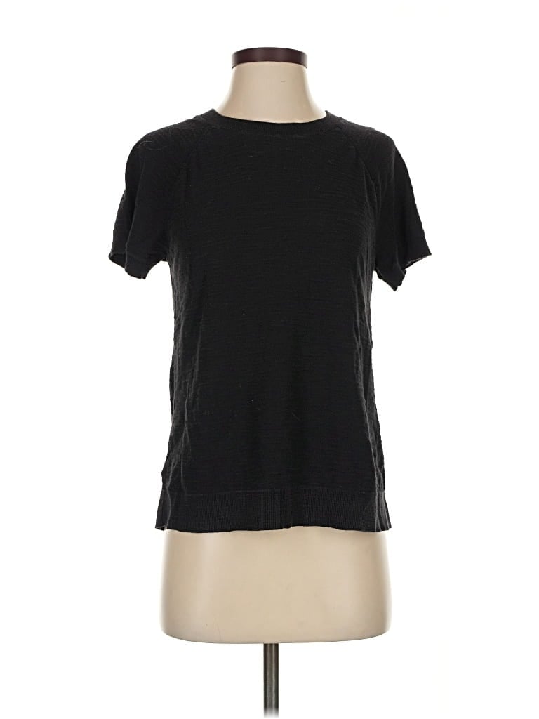 Pre-owned Ann Taylor Loft Short Sleeve Top Black Crew Neck Tops