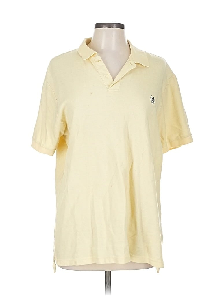 Pre-owned Chaps Short Sleeve Top Yellow Collared Neckline Tops