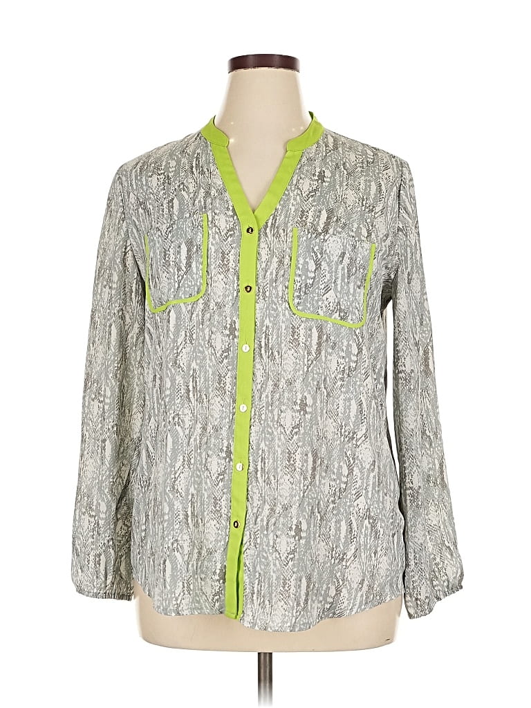 Pre-owned Alfani Long Sleeve Blouse In Green