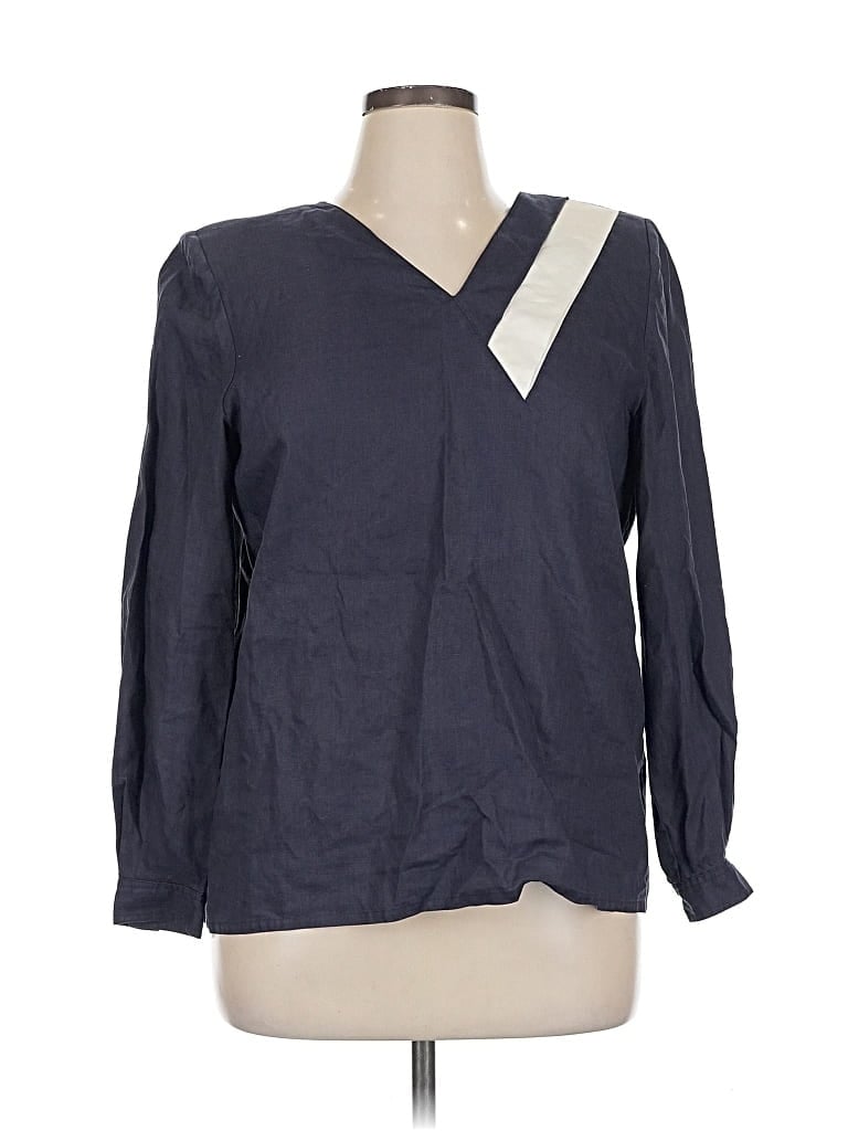 Pre-owned Valentino Miss V Long Sleeve Blouse In Blue