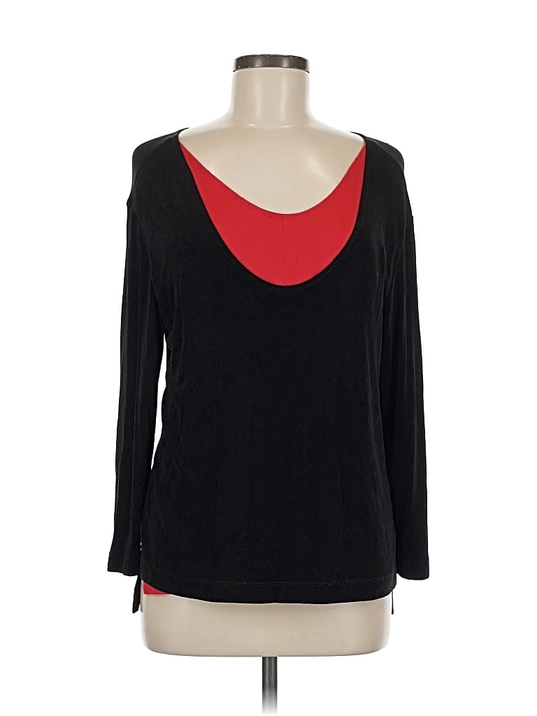 Pre-owned Travelers By Chico's Long Sleeve Top Black Scoop Neck Tops