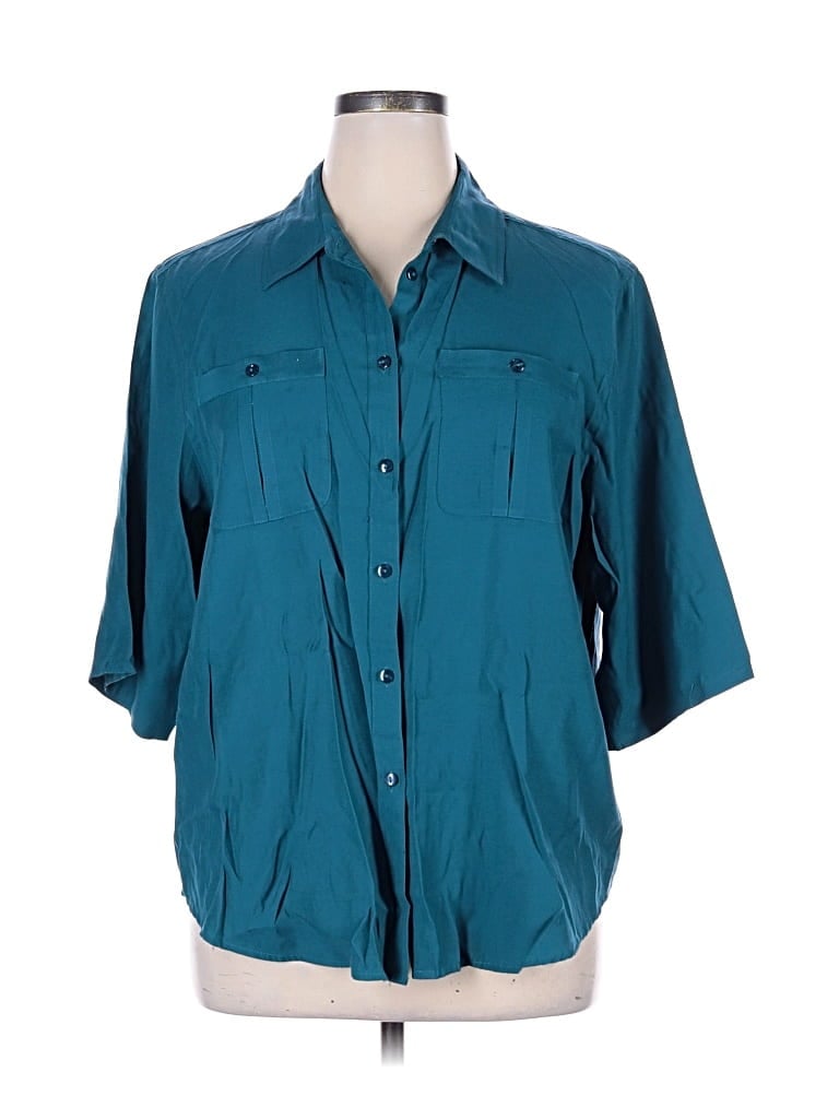 Pre-owned Westbound 3/4 Sleeve Button Down Shirt In Blue
