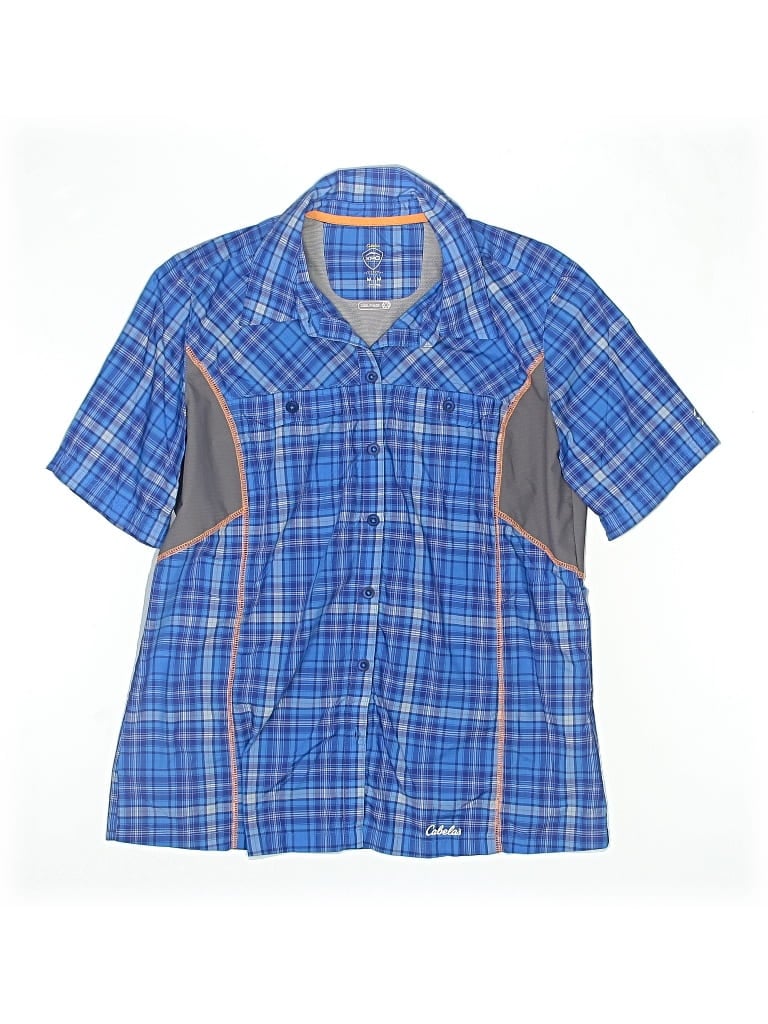 CABELA'S Pre-owned Kids' Short Sleeve Button Down Shirt In Blue