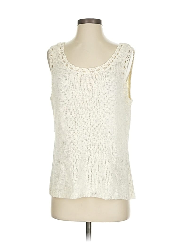 Pre-owned Doncaster Collection Sleeveless Blouse In White