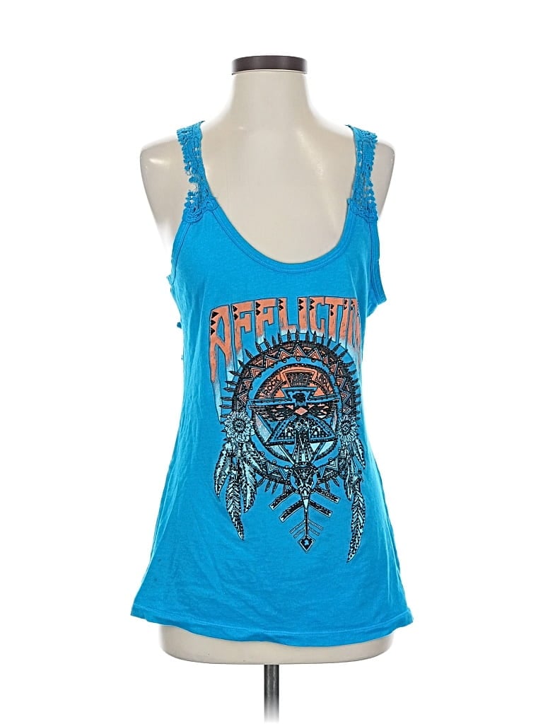 UNBRANDED Pre-owned Tank Top Blue Halter Neckline Tops