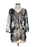 Chico's 100% Polyester Silver Black 3/4 Sleeve Blouse Size Sm (0) - photo 1