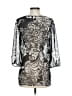 Chico's 100% Polyester Silver Black 3/4 Sleeve Blouse Size Sm (0) - photo 2