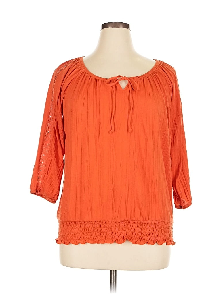 Pre-owned French Laundry 3/4 Sleeve Blouse In Orange