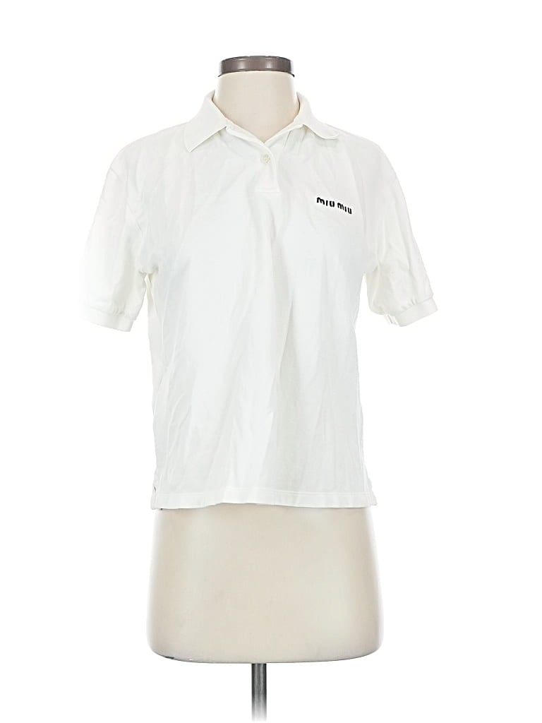 Pre-owned Miu Miu Short Sleeve Polo Shirt In White