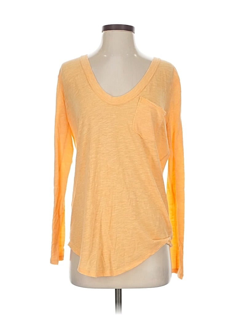 Pre-owned We The Free 3/4 Sleeve Top Yellow Scoop Neck Tops