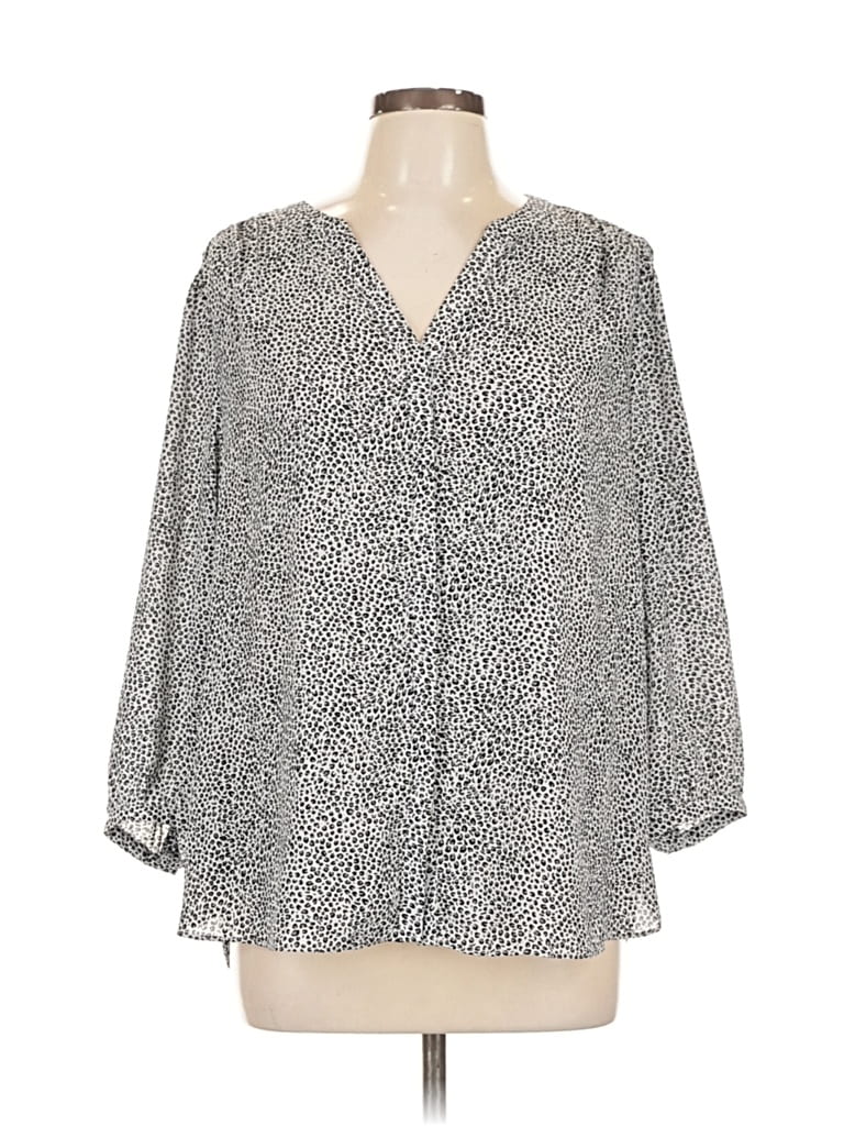Pre-owned Nydj 3/4 Sleeve Blouse In Gray
