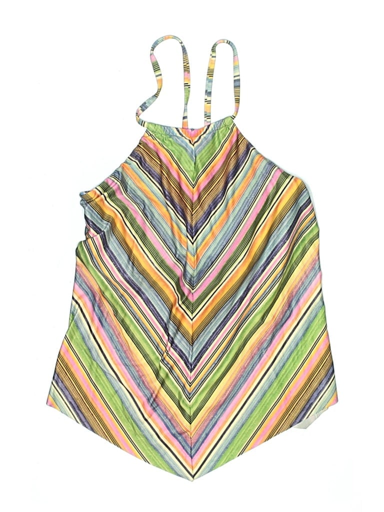 Pre-owned Becca By Rebecca Virtue Swimsuit Top Blue Chevron/herringbone Pattern Swimwear