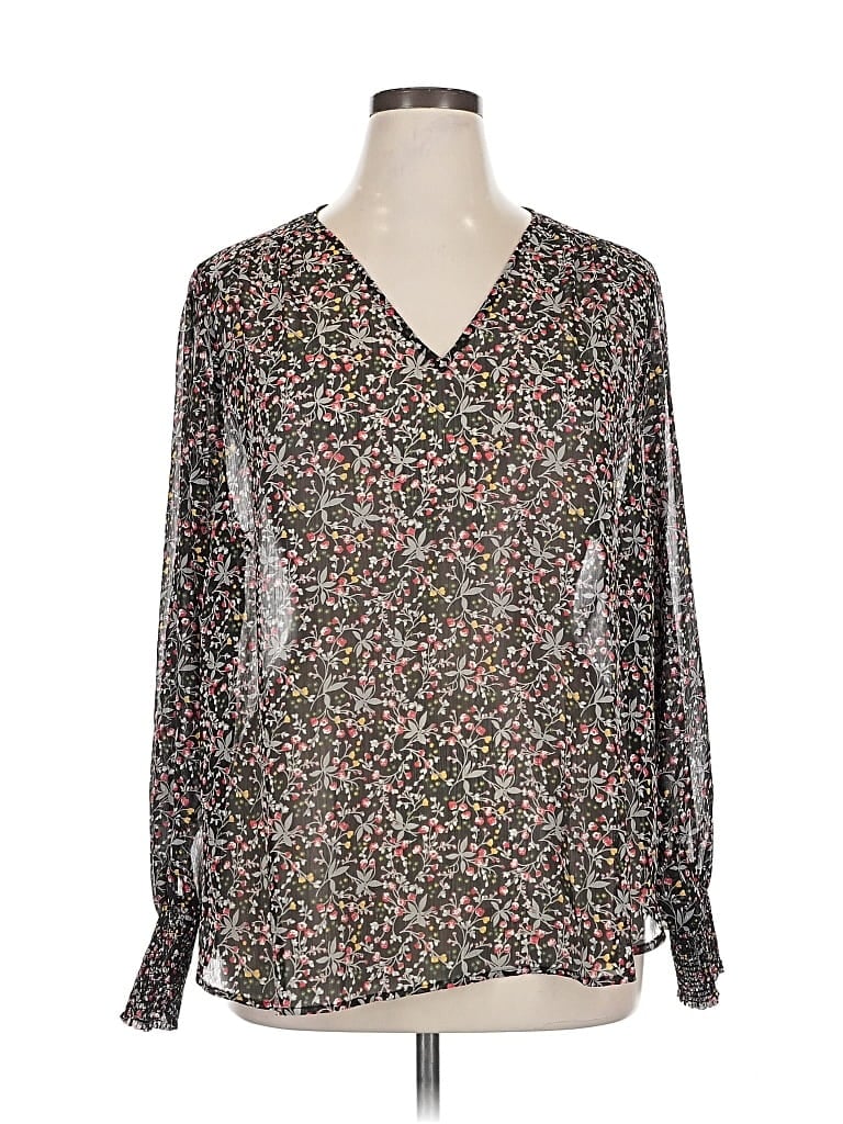 Pre-owned Pleione Long Sleeve Blouse In Gray