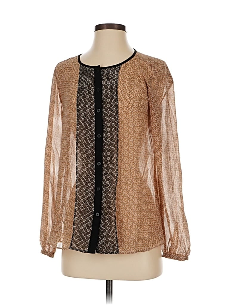 Pre-owned Ann Taylor Loft Long Sleeve Blouse In Brown